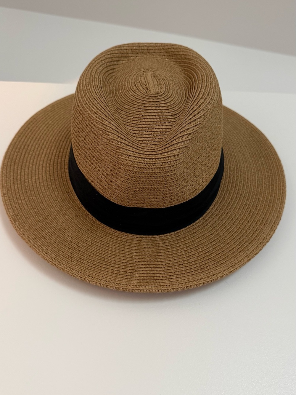 🌾 Women's Tan Straw Panama Hat with Black Band